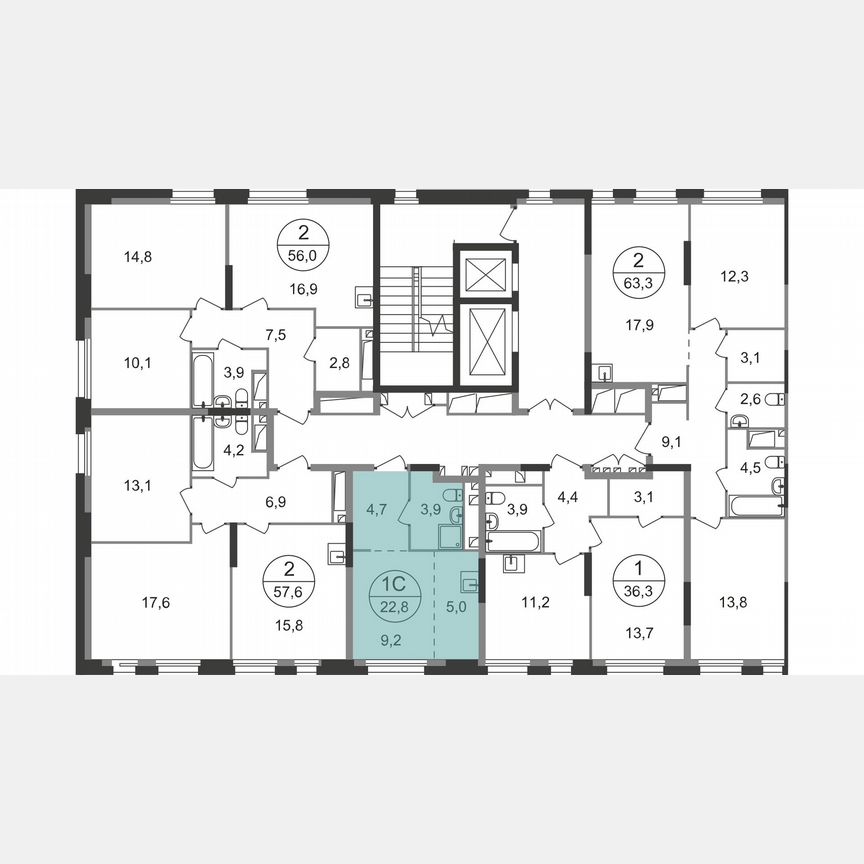 Квартира-студия, 22,8 м², 14/19 эт.