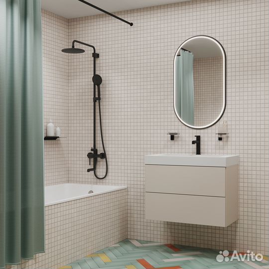 Душевая система с тропическим душем и изливом