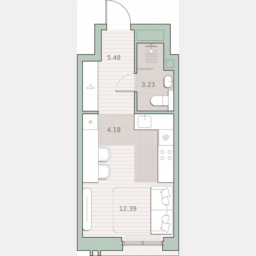 Квартира-студия, 25,3 м², 24/30 эт.