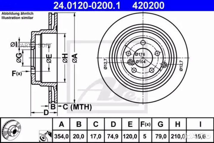 ATE 24012002001 Диск тормозной LR RR 3 05- задн.35