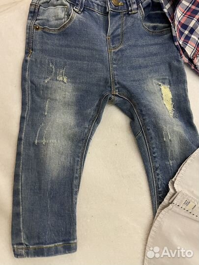 Комплект вещей, джинсы и рубашки, 80 см в идиале