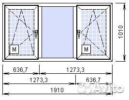 Пластиковое окно 1910*1010мм
