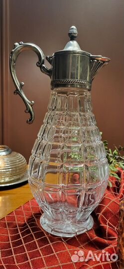Винтаж. Графин хрустальный.Серебрение