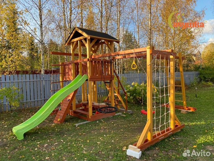 Детский комплекс с горкой и качелями Савушка 16