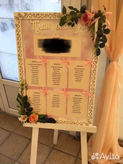 Свадебная арка, решетка, планшет рассадки гостей