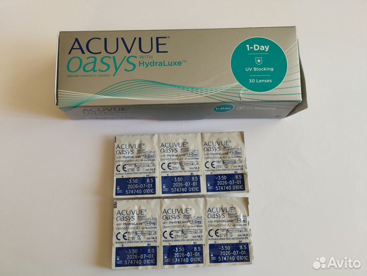 Линзы контактные acuvue oasys -3.50 однодневные