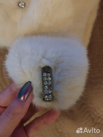 Шапка норковая женская цвет жемчуг