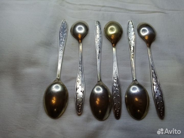 Чайные ложки Позолота 6 шт. Мельхиор мнц СССР