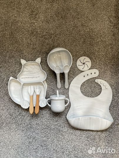 Набор детской силиконовой посуды новый