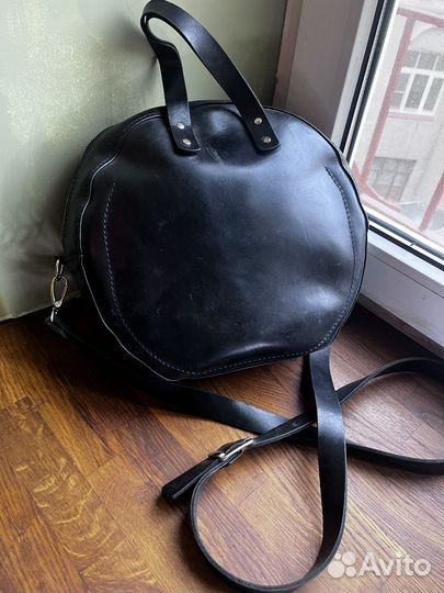 Сумка кожаная синяя женская