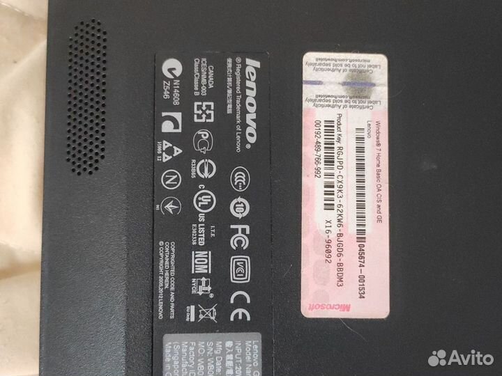 Ноутбук на запчасти lenovo g 580