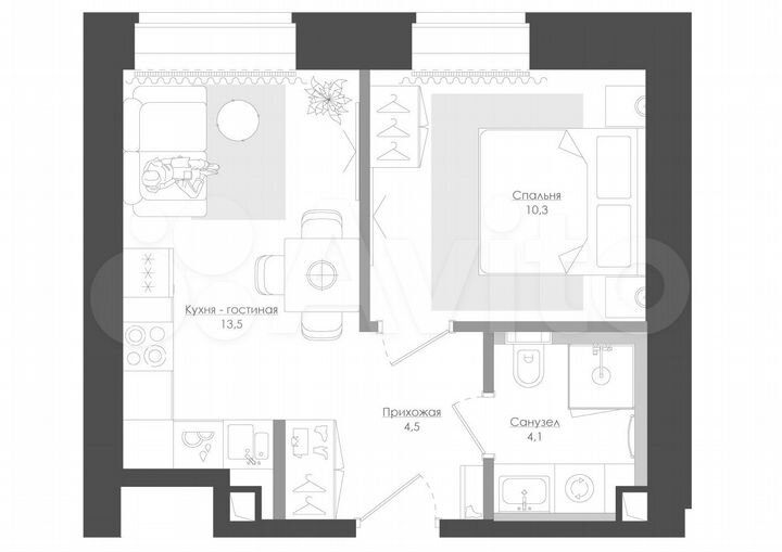 1-к. квартира, 35,4 м², 19/39 эт.