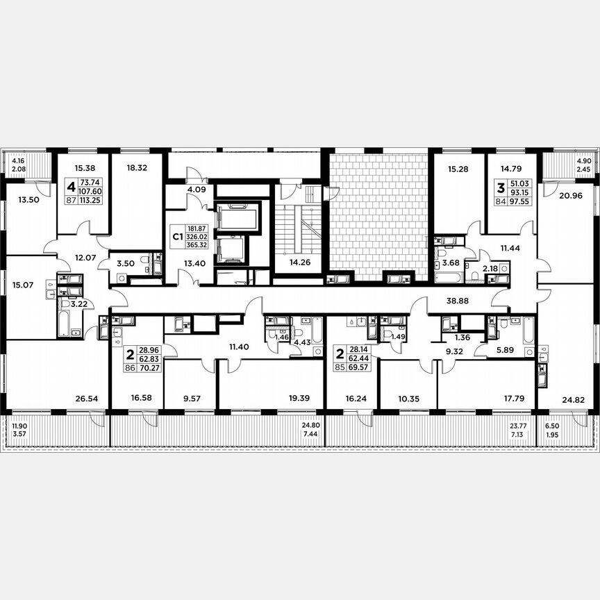 3-к. квартира, 98,6 м², 14/14 эт.