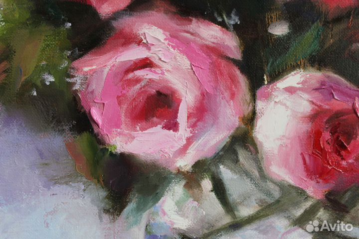 Картина маслом на холсте с розами