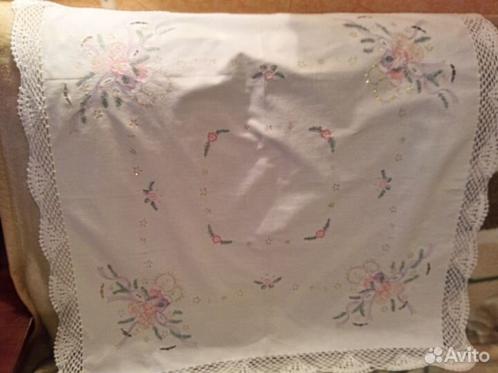 Салфетка винтаж вышивка и кружево Новогодняя