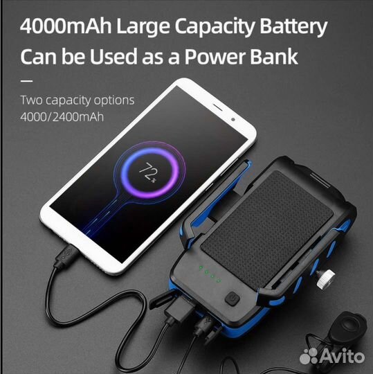 Фонарь передний сверхъяркий велосипедный 4 в 1