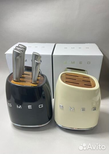 Smeg ножи набор, чёрный и бежевый. В наличии