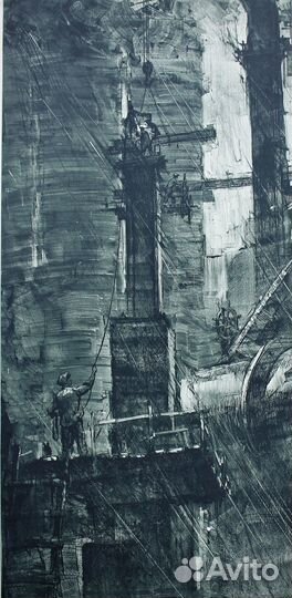 Картина соцреализм СССР графика старая