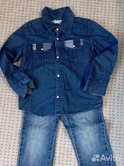 Джинсовая рубашка и джинсы р. 110