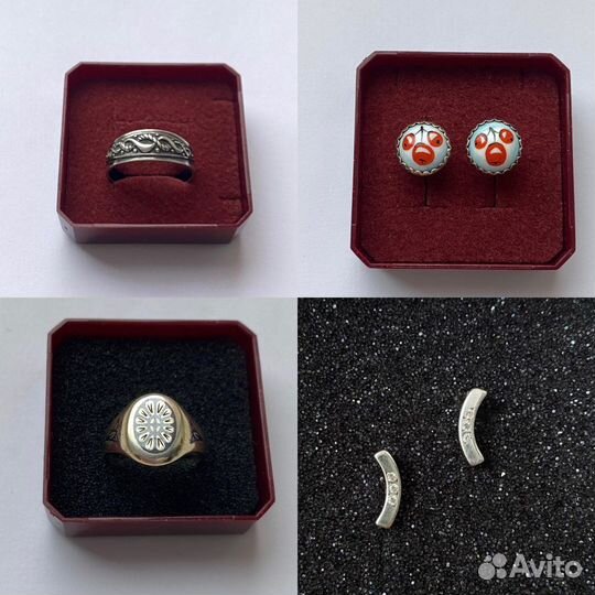 Серебряные кольца, серьги Финифть