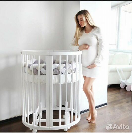 Новые круглые кроватки 8в1 из массива бука