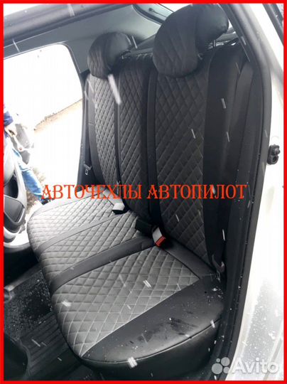 Чехлы Автопилот Kia Soul 1 из экокожи чёрно-серые