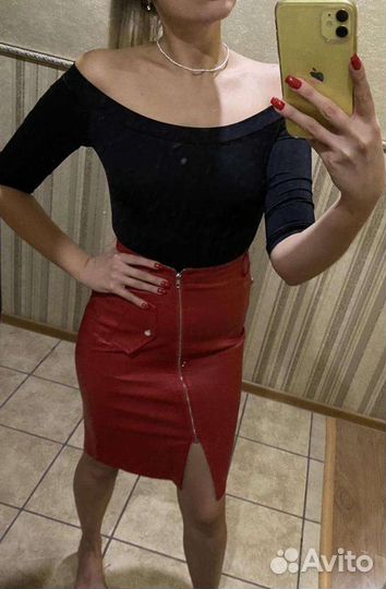 Стильная юбка кожа