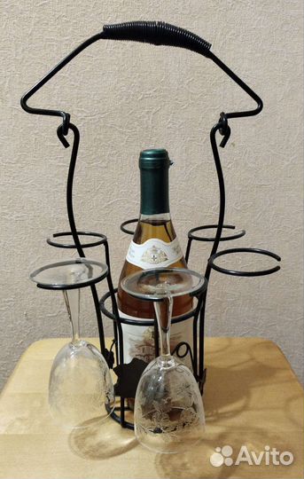 Подставка переноска для бутыли и бокалов