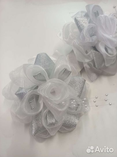 Резинка для волос, банты белые для девочек