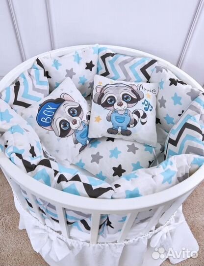 Бортики в кроватку, 12 подушек