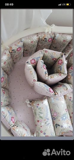 Бортики в кроватку + постельный набор