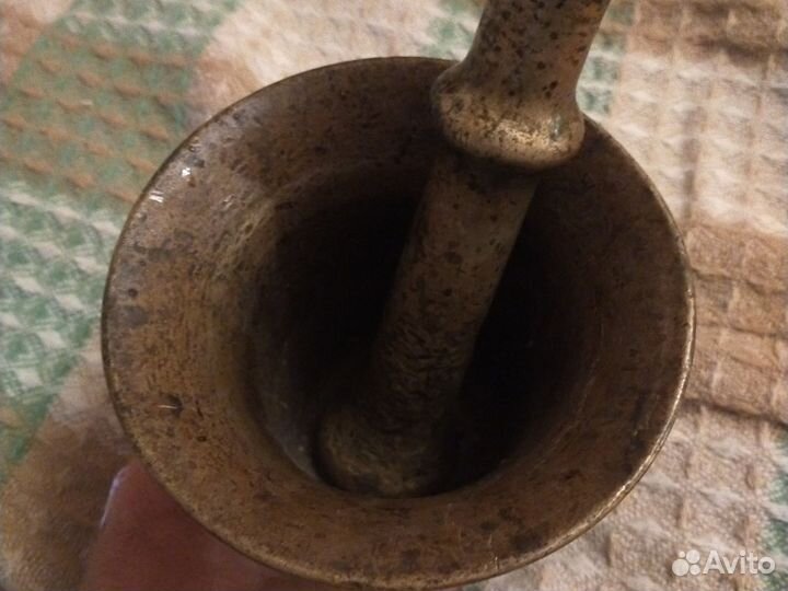 Ступка с пестиком бронза старинная