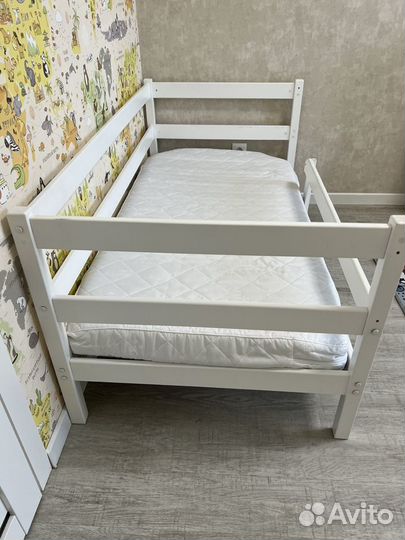 Детская кровать с матрасом 160х80 массив березы