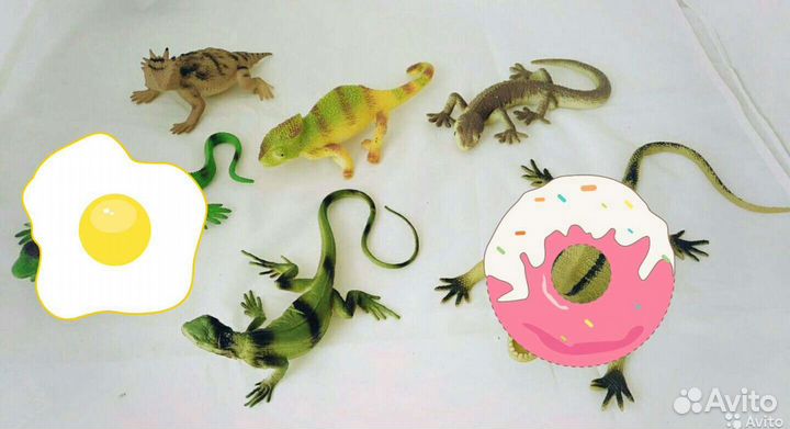 Фигурки животных орёл, ящерицы, рыбы