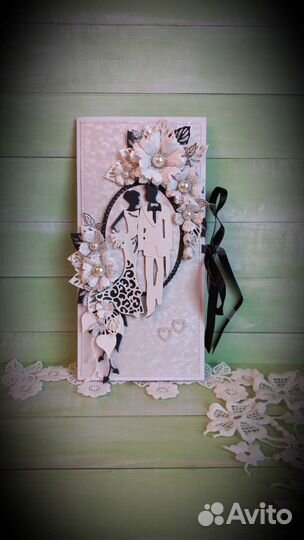 Открытка (конверт) на свадьбу ручной работы