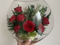 Стабилизированные цветы розы в стекле Fiora