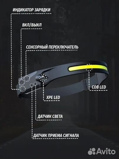 Налобный фонарь аккумуляторный