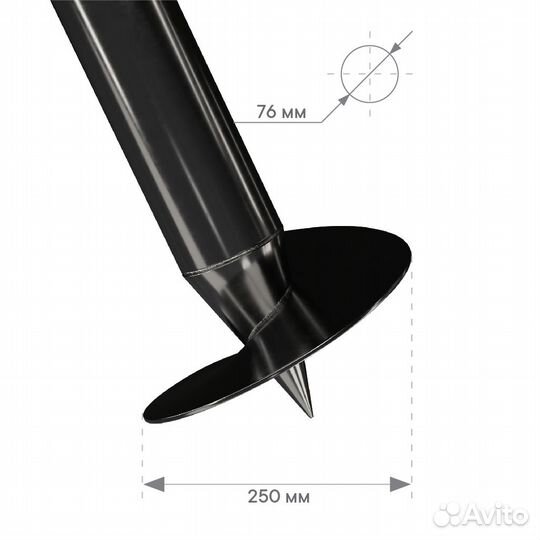 Винтовые сваи 76 2000 (Премиум, 3мм)