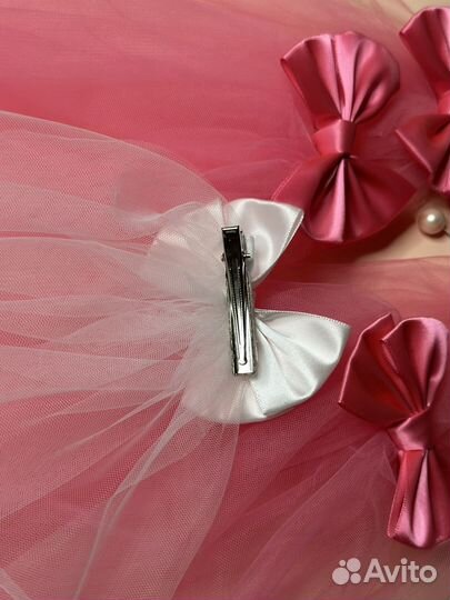 Фата на девичник с бантом розовая черная белая