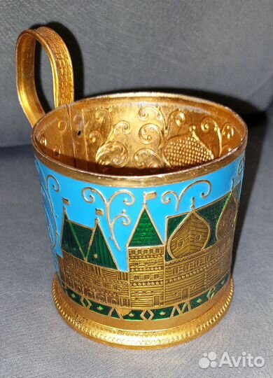 Подстаканник Коломенское эмаль алюминий СССР 1960