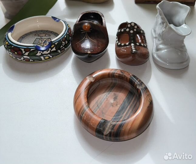 Пепельница ботинок керамика дерево камень