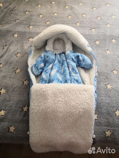 Зимний меховой конверт на выписку