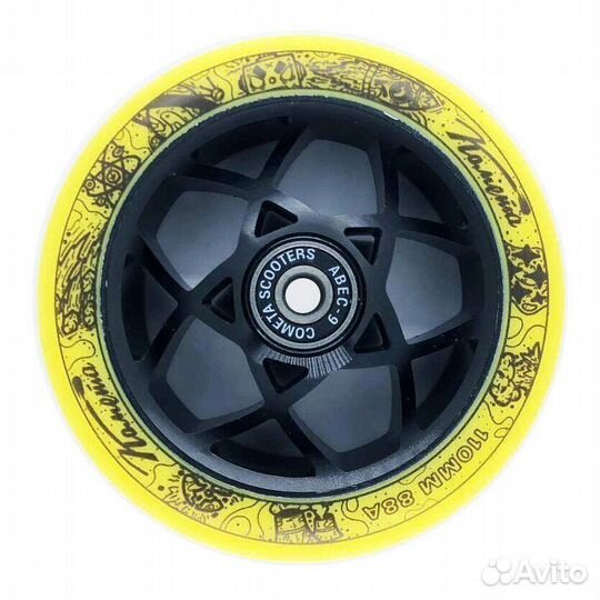 Колесо самокат Комета Атом Желтый / Черный