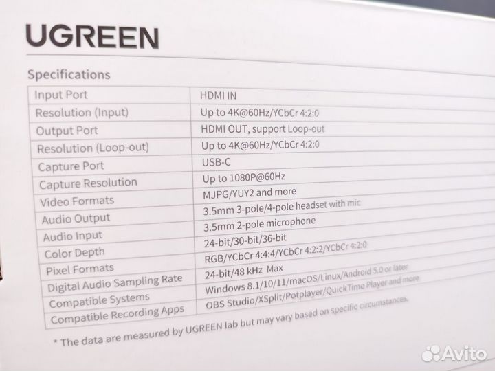 Карта видеозахвата Ugreen (новая) 4K60Hz 1080p