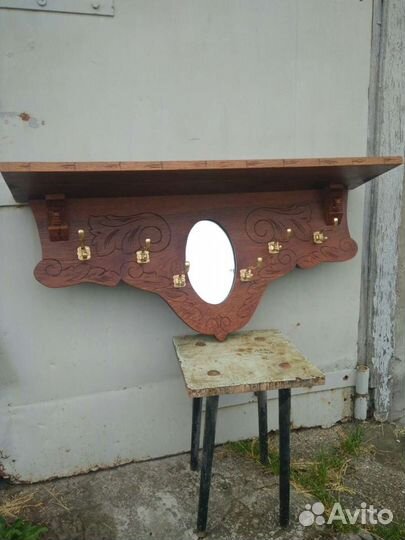 Вешалка с полкой, массив дуба начало 20 века