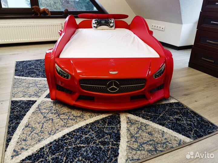 Кровать машина Mercedes красная с подсветкой