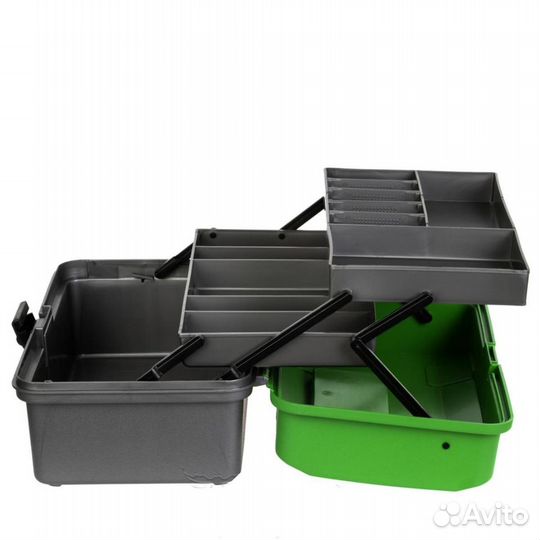Ящик для рыбалки двухполочный зеленый Helios