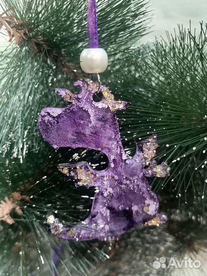 Елочные игрушки ручной работы из эпоксидной смолы