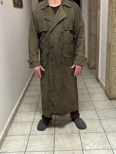 Кожаный плащ мужской нубук винтаж
