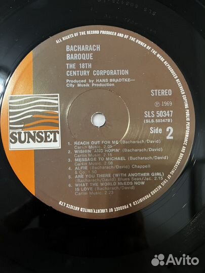 Bacharach Baroque by 18th Century Corp. LP 1973 UK